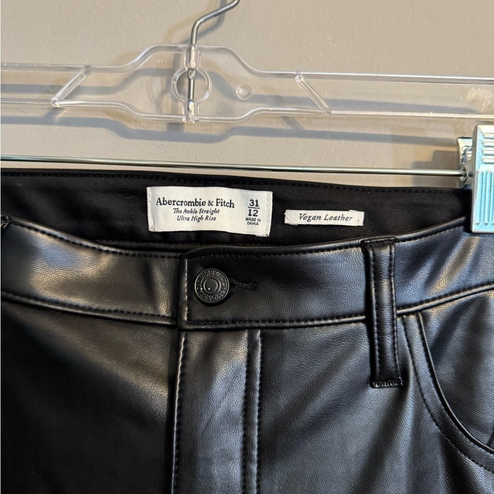 Abercrombie & Fitch Vegan Leather Ultra High Rise Ankle Straight Leather Pants - Picture 2 of 6